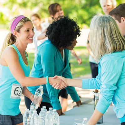 Florida woman grabbing water for race